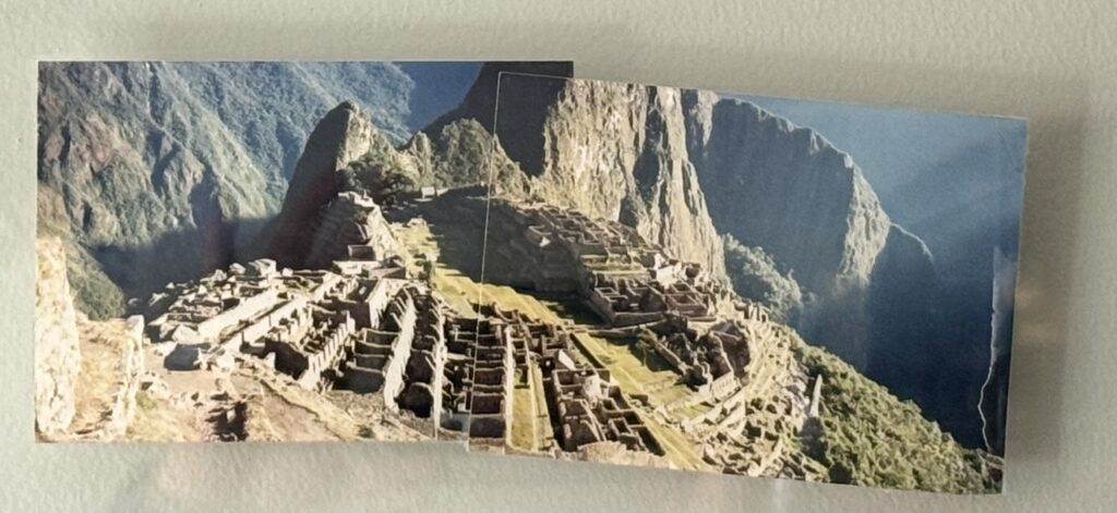 Panoramic view of Machu Picchu ruins, taken on Ginny's 1997 trip.